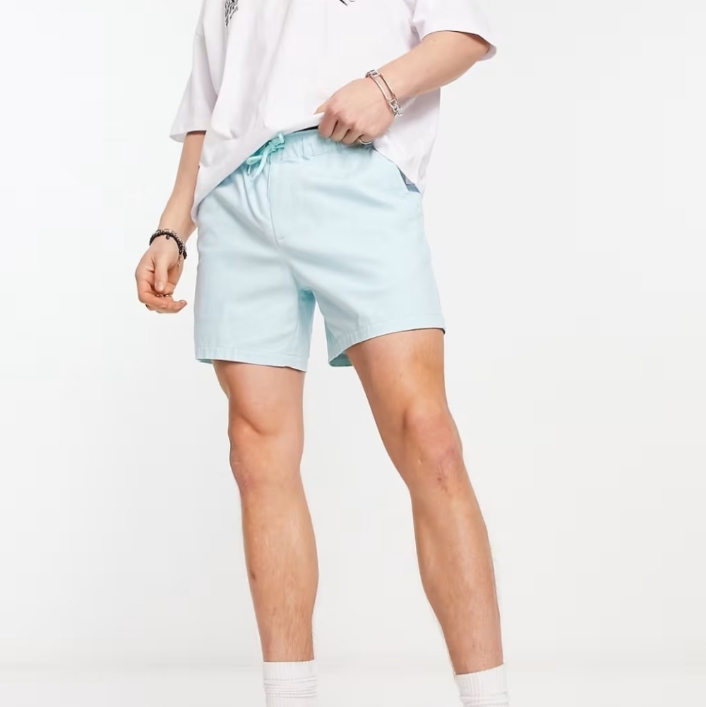 Asos slim chino shorts in‎ short length in blue 5" Inseam Size Med BS116
